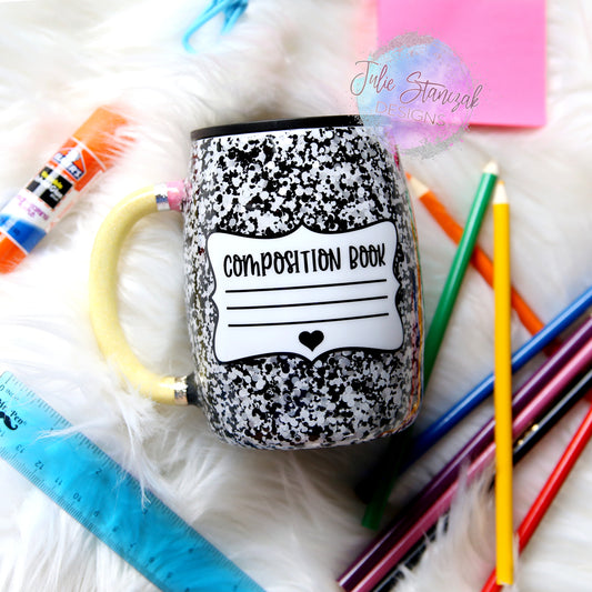 Teacher Glitter Mug Composition Book Pencil